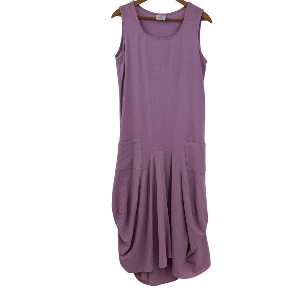VTG CMC Color Me Cotton Midi Dress XS Oversized Drape Purple Boho Y2K Lagenlook